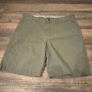 L.L.Bean Classic Fit Men's Olive Chino Shorts Cotton Flat Front 9" Button